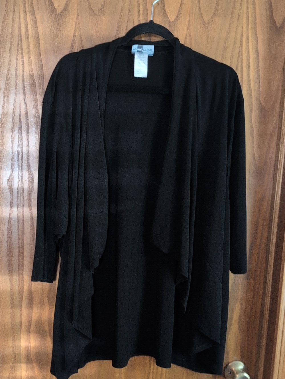 Black Draped Open-Front Cardigan